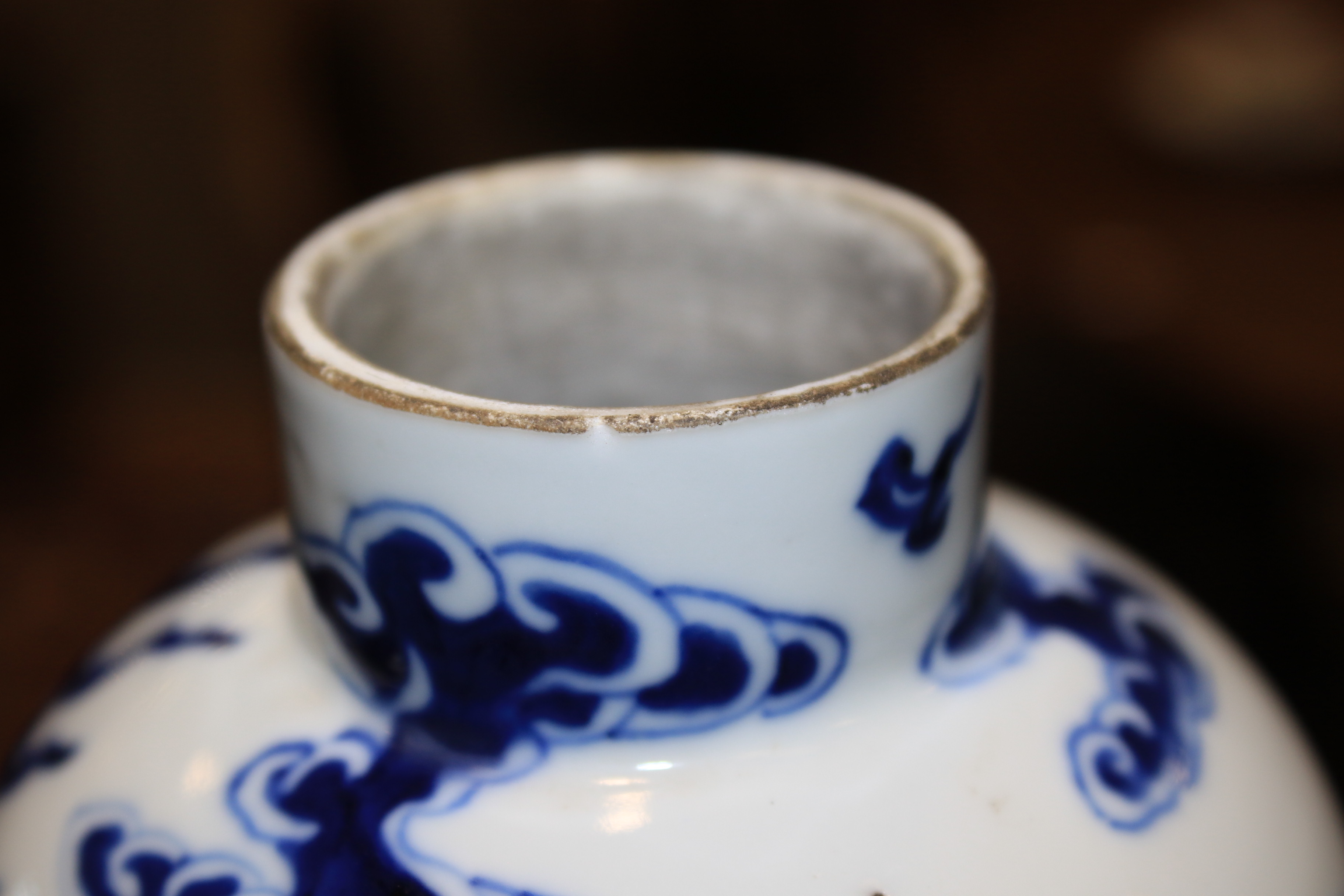 Two Chinese porcelain Qing Dynasty blue and white baluster shaped vases and covers. - Image 12 of 28