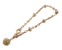 A late Victorian rose gold and turquoise bracelet.