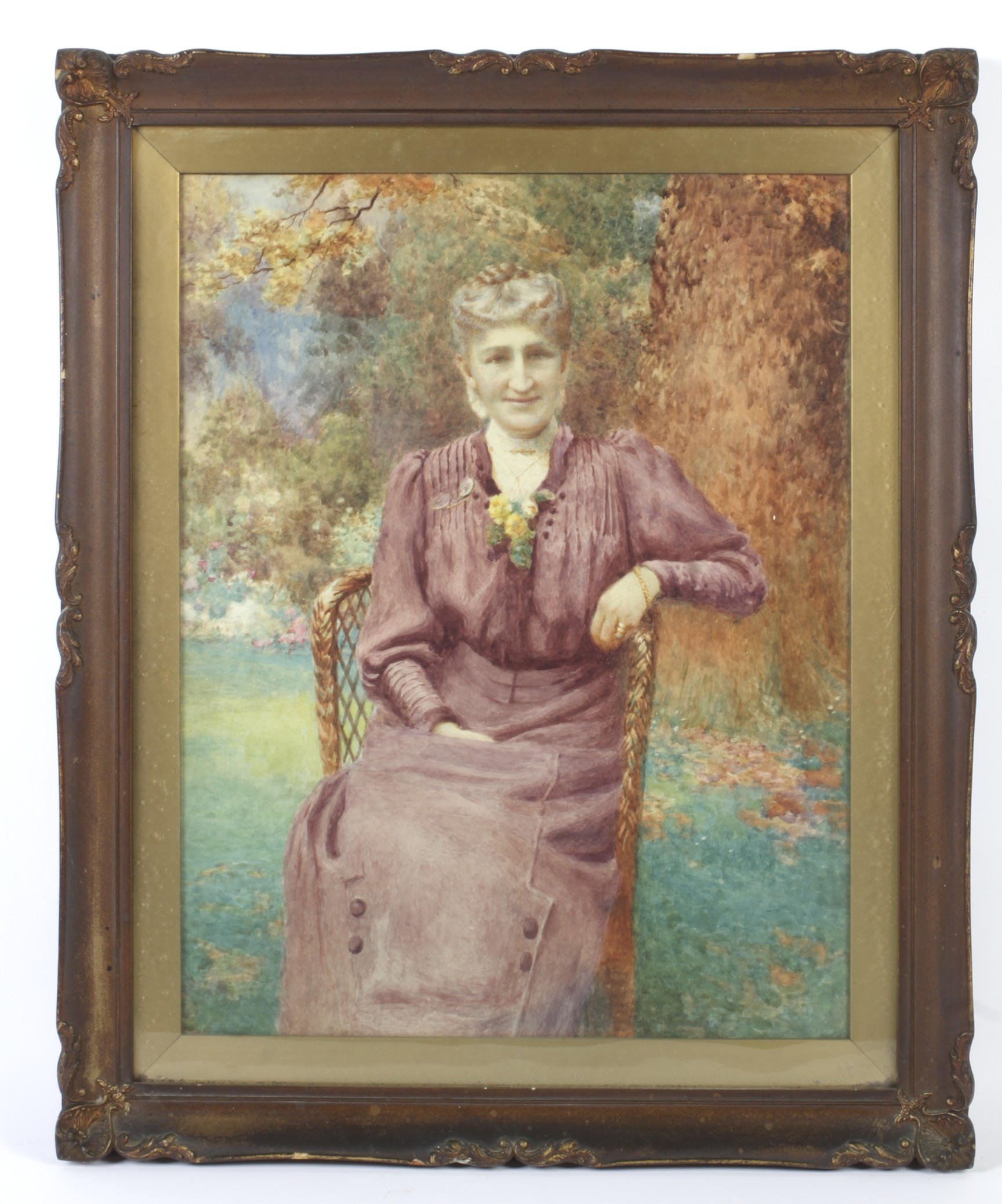 An Edwardian watercolour portrait of a lady. - Image 2 of 2