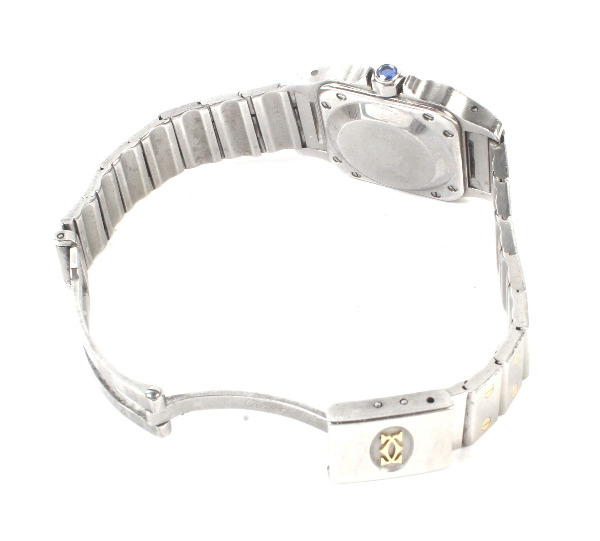 A vintage ladies Cartier Santos stainless steel and gold wristwatch. - Image 3 of 4