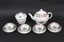 A late 18th century New Hall porcelain part tea service and an English porcelain sugar-bowl and