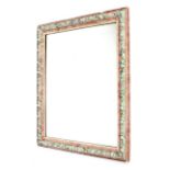 A pine and painted gesso Barbola mirror of large proportion.