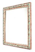 A pine and painted gesso Barbola mirror of large proportion.