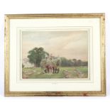 Attributed to Henry Charles Fox (1855/60-1929), Haymaking, watercolour. Unsigned, framed, 36.