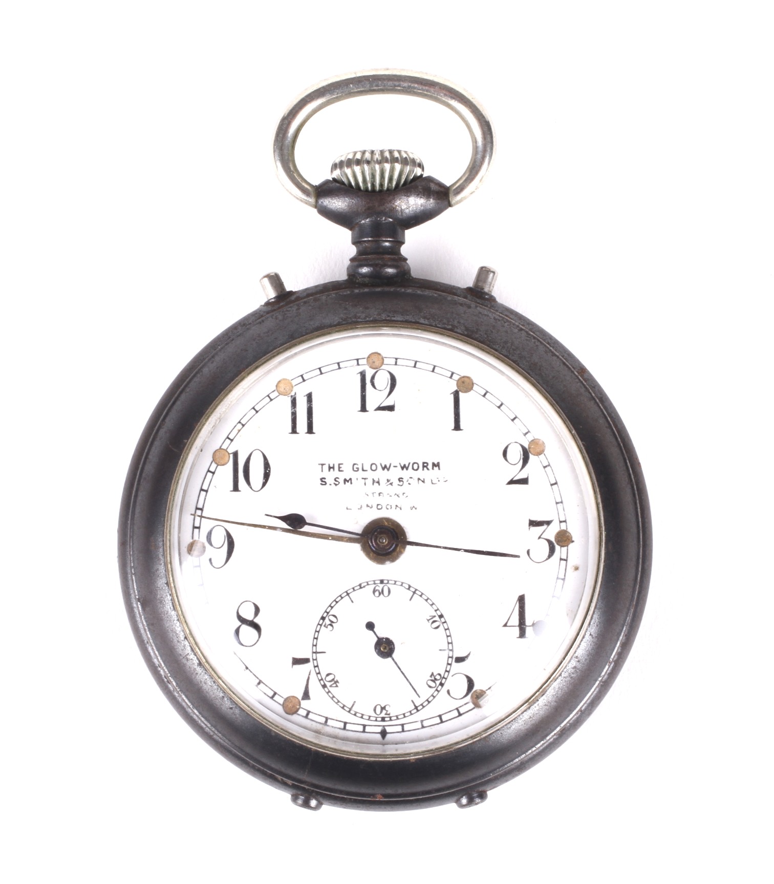 An early 20th century gun metal cased open faced pocket watch/alarm 'The Glow-Worm'. - Image 2 of 3