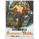 A framed vintage film poster for Samson and Delilah, circa 1959. Produced in Belgium.