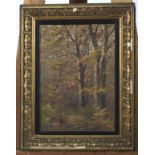 Attributed to Ernest Herman Elhers (1858-1943), Autumn Woods, oil on board.