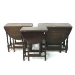 Three 19th century oak drop leaf tables.