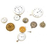 A collection of ten pocket watch workings.