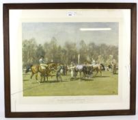 After Alfred Munnings (1878-1959), The Paddock at Epsom, Spring Meeting, print.