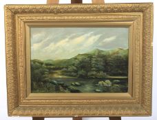 Late 19th Century British School, Mountainous Scottish Landscape, oil on canvas.