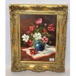 Gemälde ÖL/Hartfaser 'Cosmea in Vase', rückseitig signiert Hans Gehring, * 1921 + 2008 Raisting/