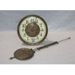 Regulator Uhrwerk mit Pendel, ohne Gehäuse, Schlüssel fehlt, Funktion nicht geprüft, D 19 cm