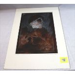 Lithographie 'Nachdenker', Nr. 5/100, undeutlich signiert und datiert 2000, mit Passepartout 70 cm x