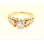 14 k Gelb- und Weißgold Ring mit Diamant, ca. 0,25 ct., Gr. 57, 4,9 gr.
