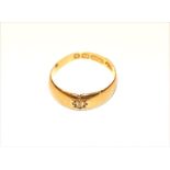 18 k Gelbgold Ring mit Diamant, Birmingham England 1896, Gr. 52, 2,5 gr.