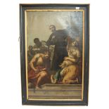Gemälde ÖL/LW 'Heiliger Franz von Assisi', um 1800, Bildoberfläche teils beschädigt, gerahmt, Rahmen