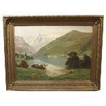 Gemälde ÖL/LW 'Ansicht des Zeller Sees', signiert E. Plettner, Österreich, 20. Jahrhundert,