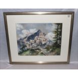 Aquarell 'Alpspitze', undeutlich signiert, mit Passepartout unter Glas gerahmt, Rahmen bestossen,