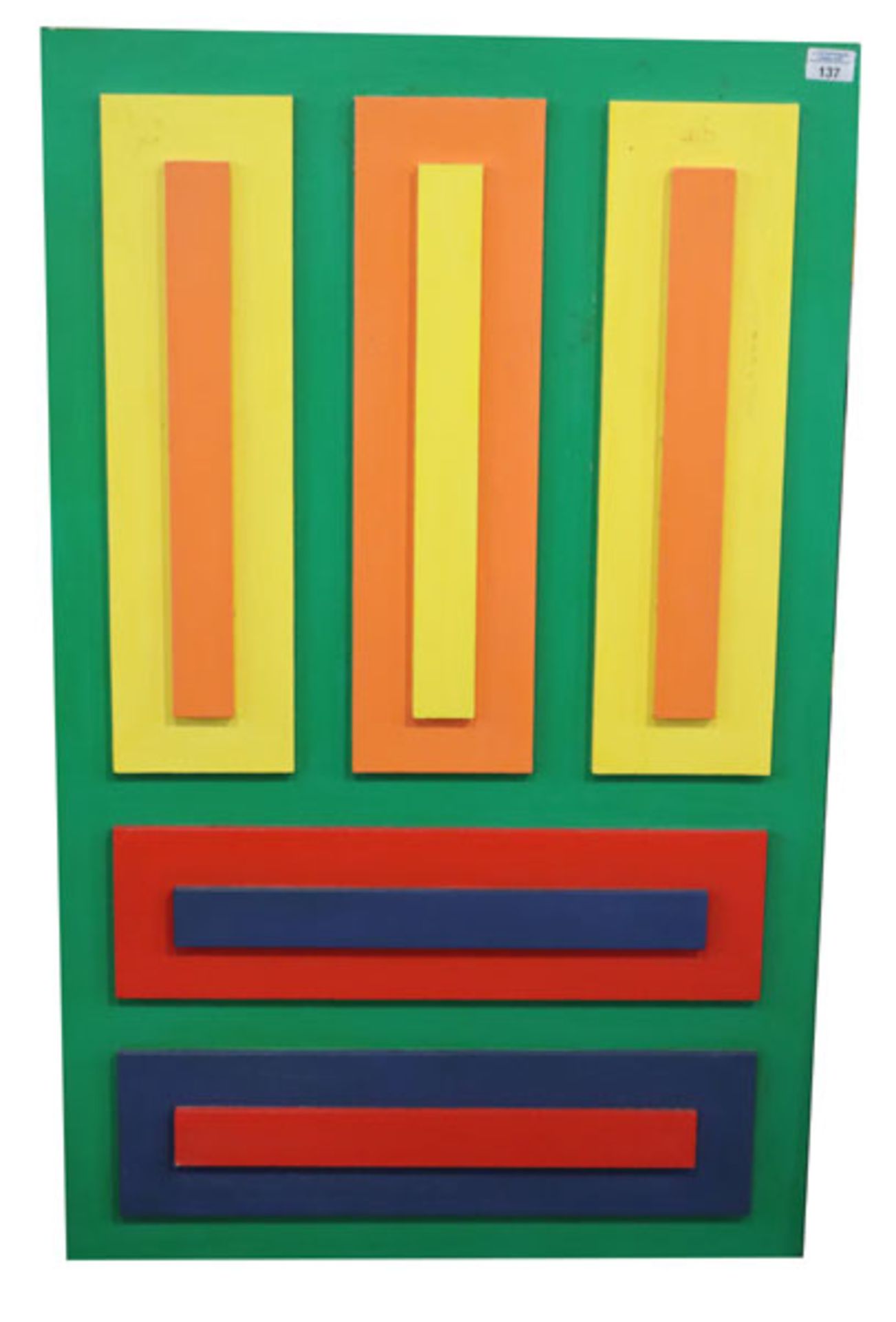 Holzobjekt 'Farbschichtung aus 5 Elemanten', rückseitig bez. Rudolf Härtl, Juli 1971, * 1930 München