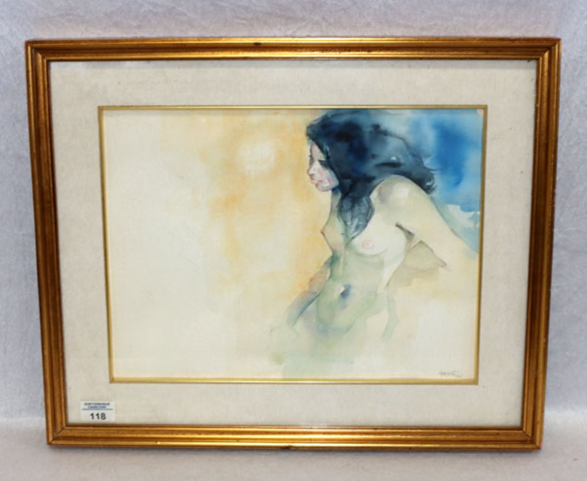 Aquarell 'Anuschka', signiert Garcetto 85, rückseitig mit Künstlerwidmung, mit Passepartout unter