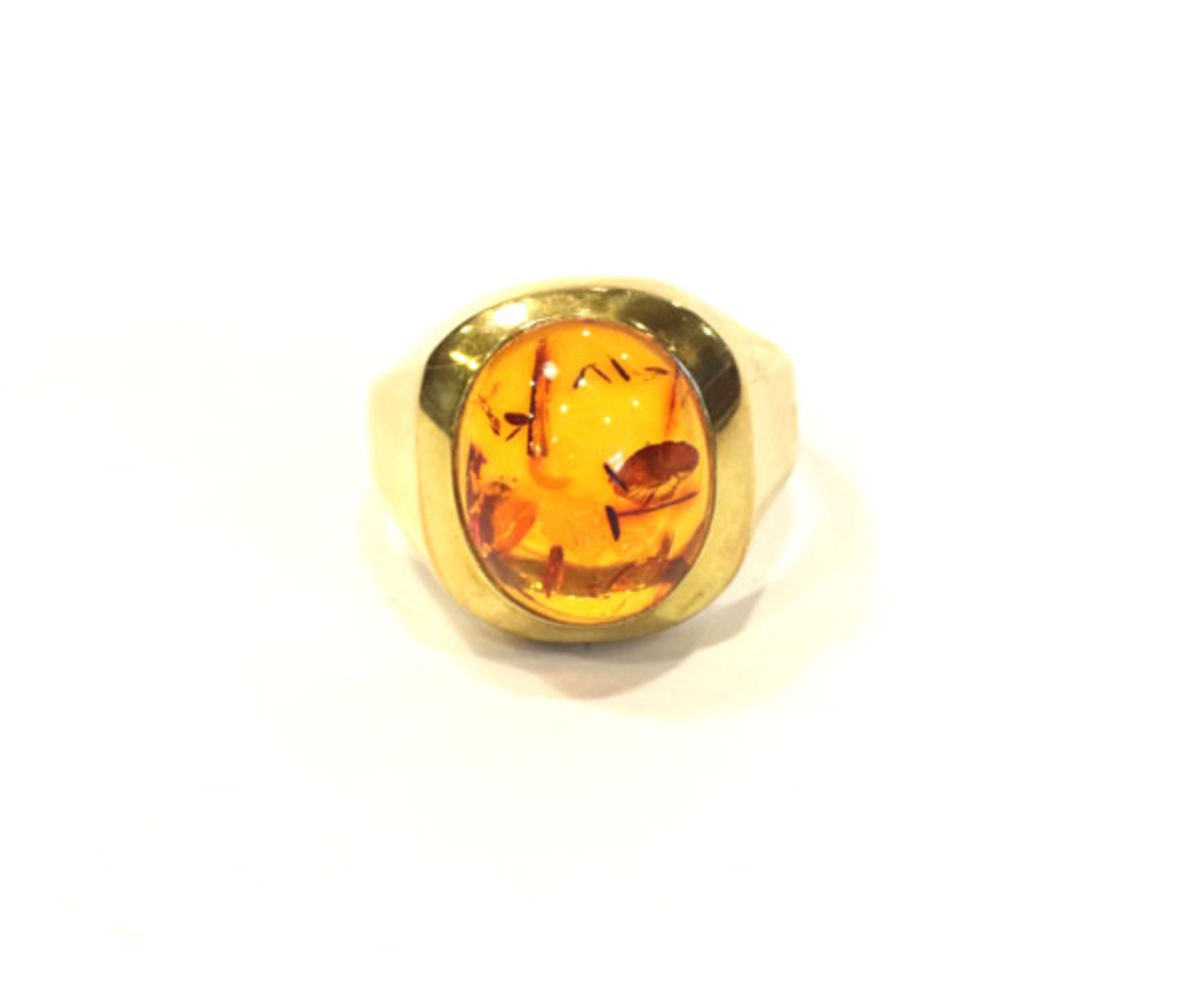 8 k Gelbgold Ring mit Bernstein, Gr. 65, 5,4 gr.