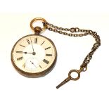 Silber Schlüssel-Taschenuhr, 19. Jahrhundert, interessantes, handgesägtes Uhrwerk mit Kreuz Christi,