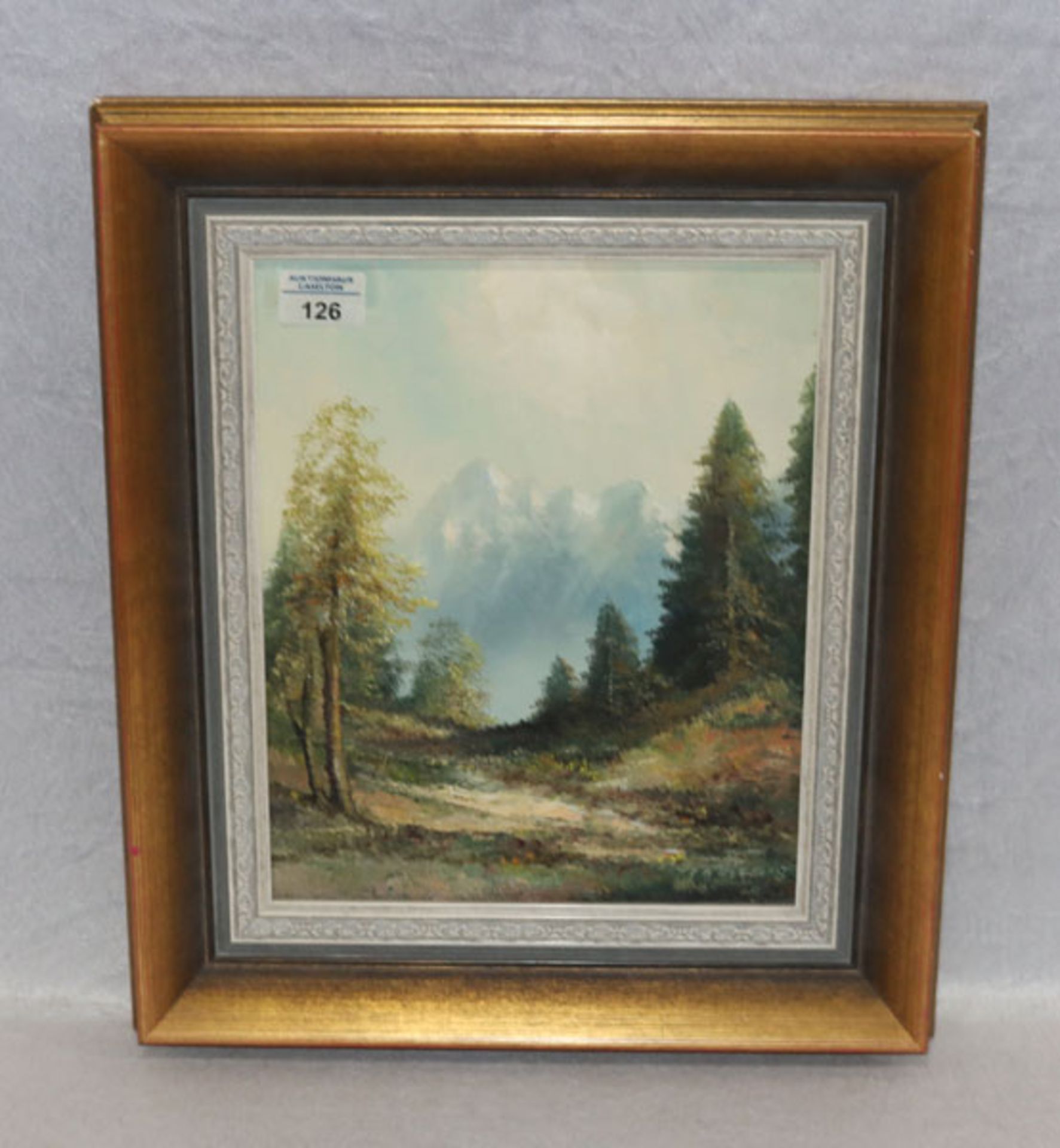 Gemälde ÖL/Hartfaser 'Gebirgslandschaft', signiert Keizers, Garmisch, der Maler lebte um 1970