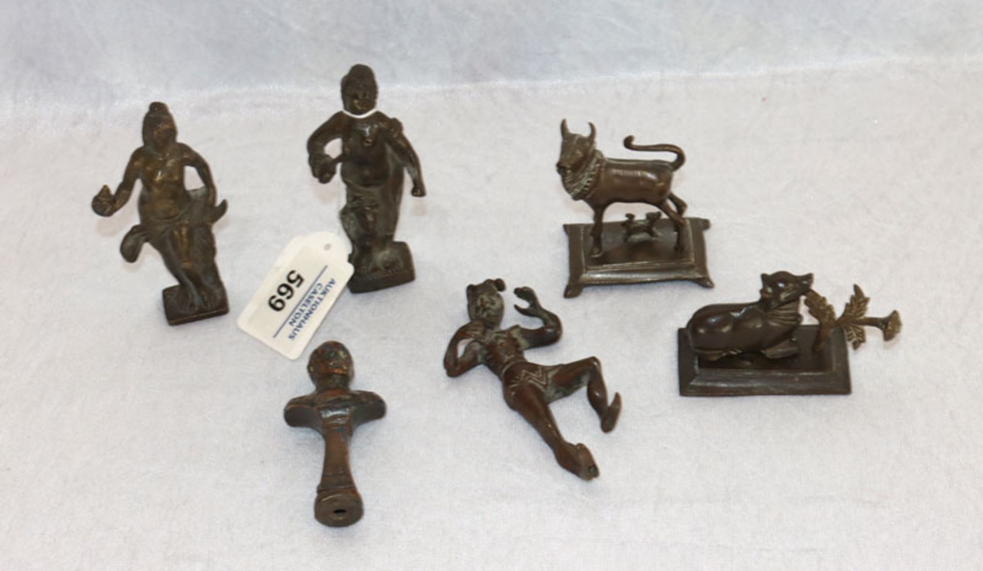 Konvolut von Metall Figuren und Tieren, H 4,5/10,5 cm, teils beschädigt, teils nicht komplett