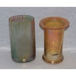 2 Eisch Glasvasen, irisierend, H 21/23 cm, Gebrauchsspuren