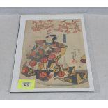 Farbholzschnitt 'Kabuki Schauspieler', Utagawa Kuniyoshi, * 1798 Edo + 1861 Edo, Blatt leicht