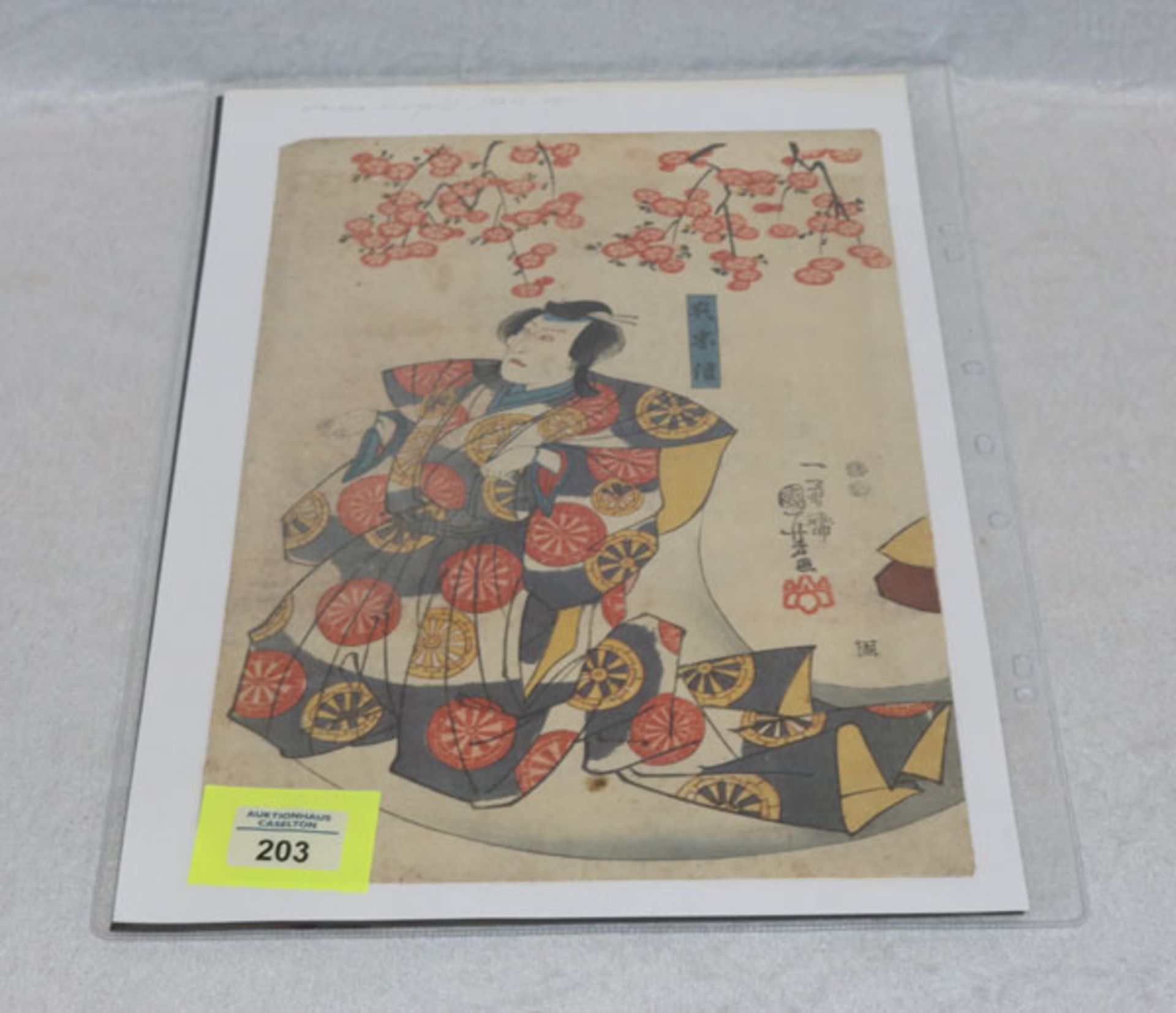 Farbholzschnitt 'Kabuki Schauspieler', Utagawa Kuniyoshi, * 1798 Edo + 1861 Edo, Blatt leicht