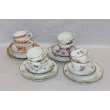 4 x 2 Hutschenreuther Kaffeegedecke, Dekor Linderhof, Mirabell, Dresden mit Blumendekor und