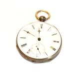 Silber Schlüssel Taschenuhr um 1900, Schlüssel fehlt, wohl intakt, D 4,5 cm