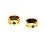 Paar 14 k Gelbgold Creolen mit Safiren und Diamanten, 6,7 gr., D 1,5 cm