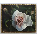 Gemälde ÖL/LW 'Rose', signiert F. Forster 90, gerahmt, incl. Rahmen 86 cm x 106 cm, Abholung oder