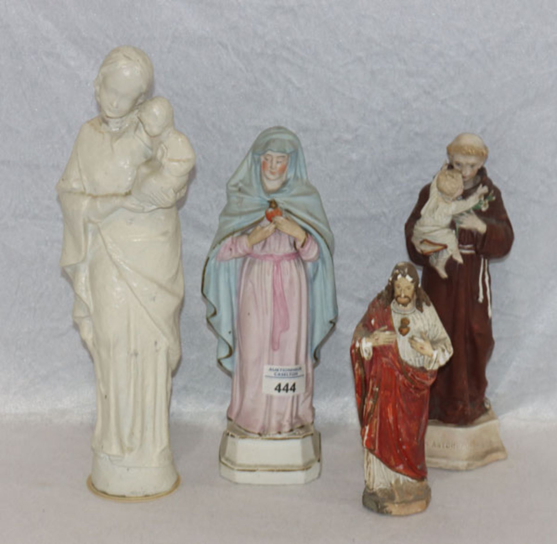 Konvolut von Heiligenfiguren: Maria, Jesus, Maria mit Kind und Heiliger Antonius, meist Gips,