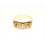 14 k Gelbgold Ring mit 3 in Weißgold gefaßten Diamanten, 3,3 gr., Gr. 52