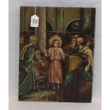 Gemälde ÖL/Holz 'Jesus Darstellung', Holz gesprungen, ohne Rahmen 41 cm x 32 cm