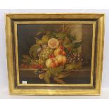 Gemälde ÖL/Holz 'Früchte- und Blumen-Stillleben', gerahmt, incl. Rahmen 66 cm x 76 cm