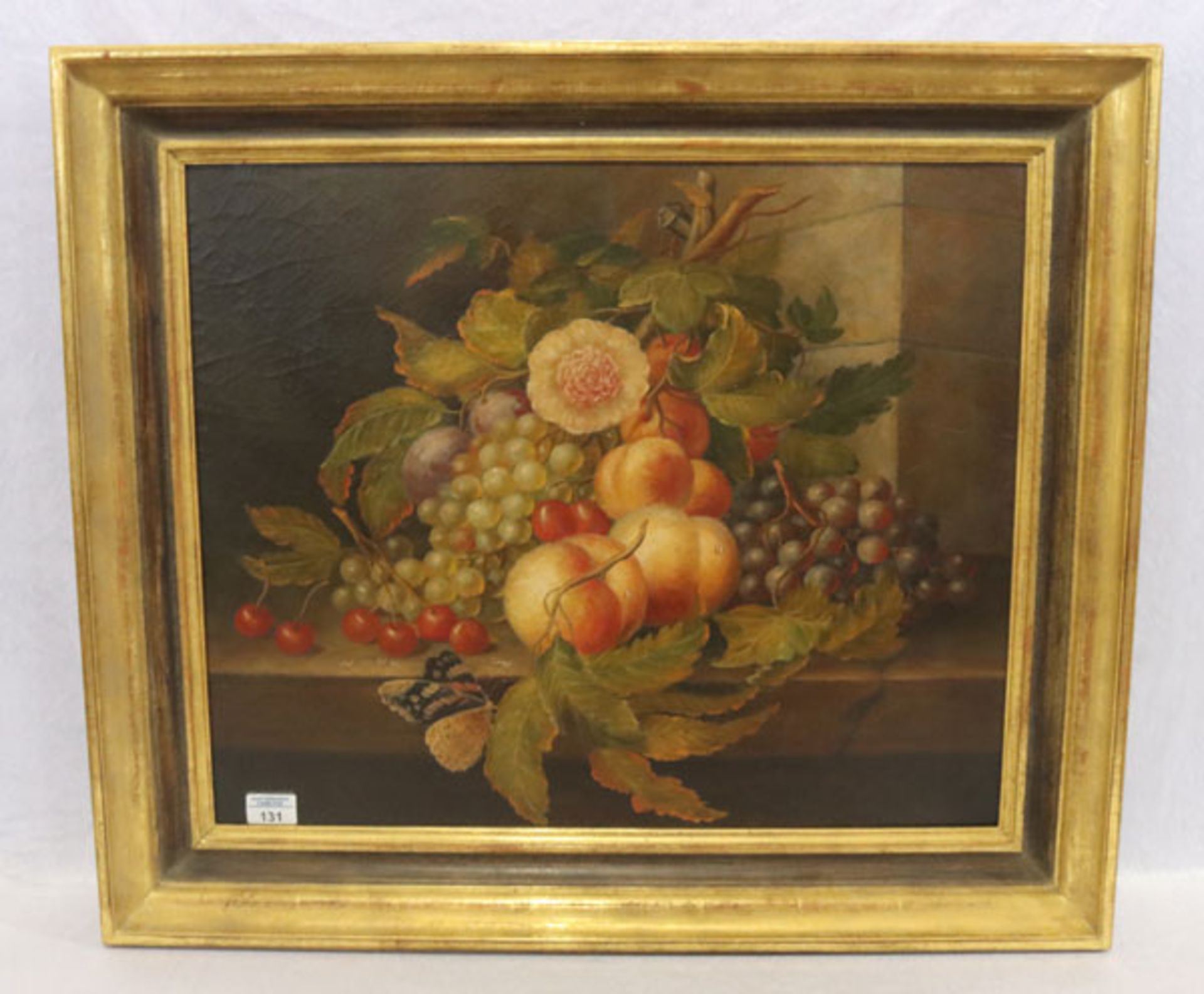 Gemälde ÖL/Holz 'Früchte- und Blumen-Stillleben', gerahmt, incl. Rahmen 66 cm x 76 cm