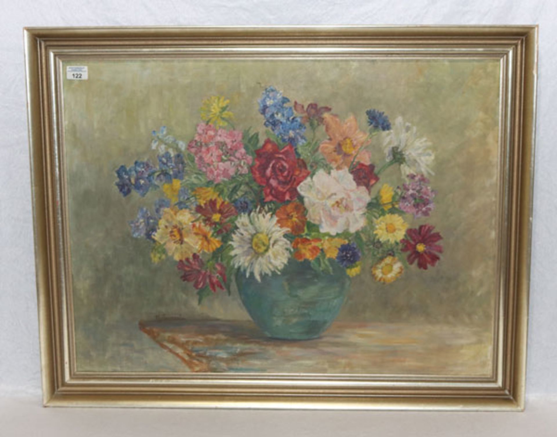 Gemälde ÖL/LW 'Blumenstrauß in Vase', signiert K. Günzel, datiert 71, Käthe, * 14.11.1896 Utzberg/