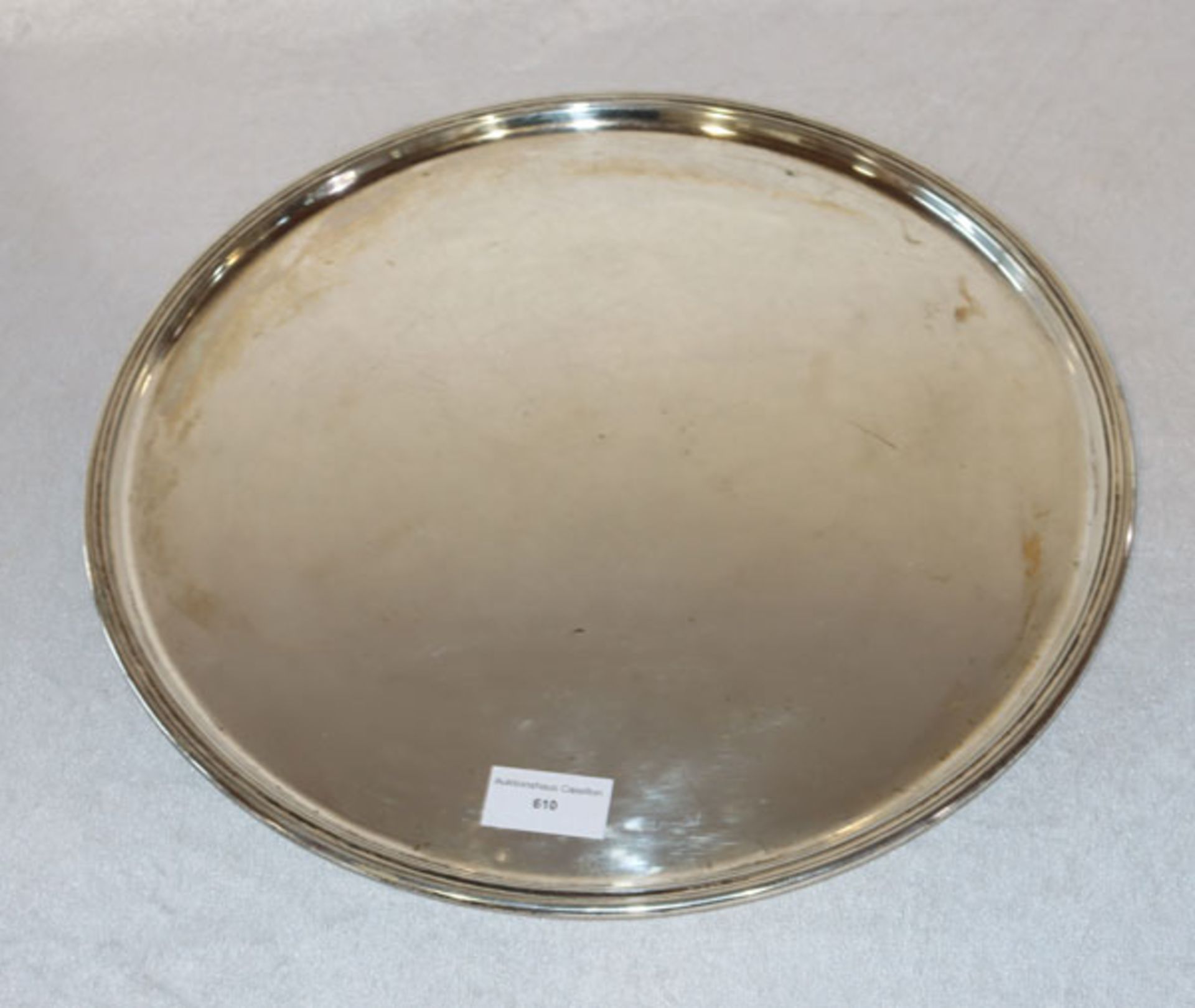 Rundes Tablett, 800 Silber, 1100 gr., D 36 cm, Gebrauchsspuren