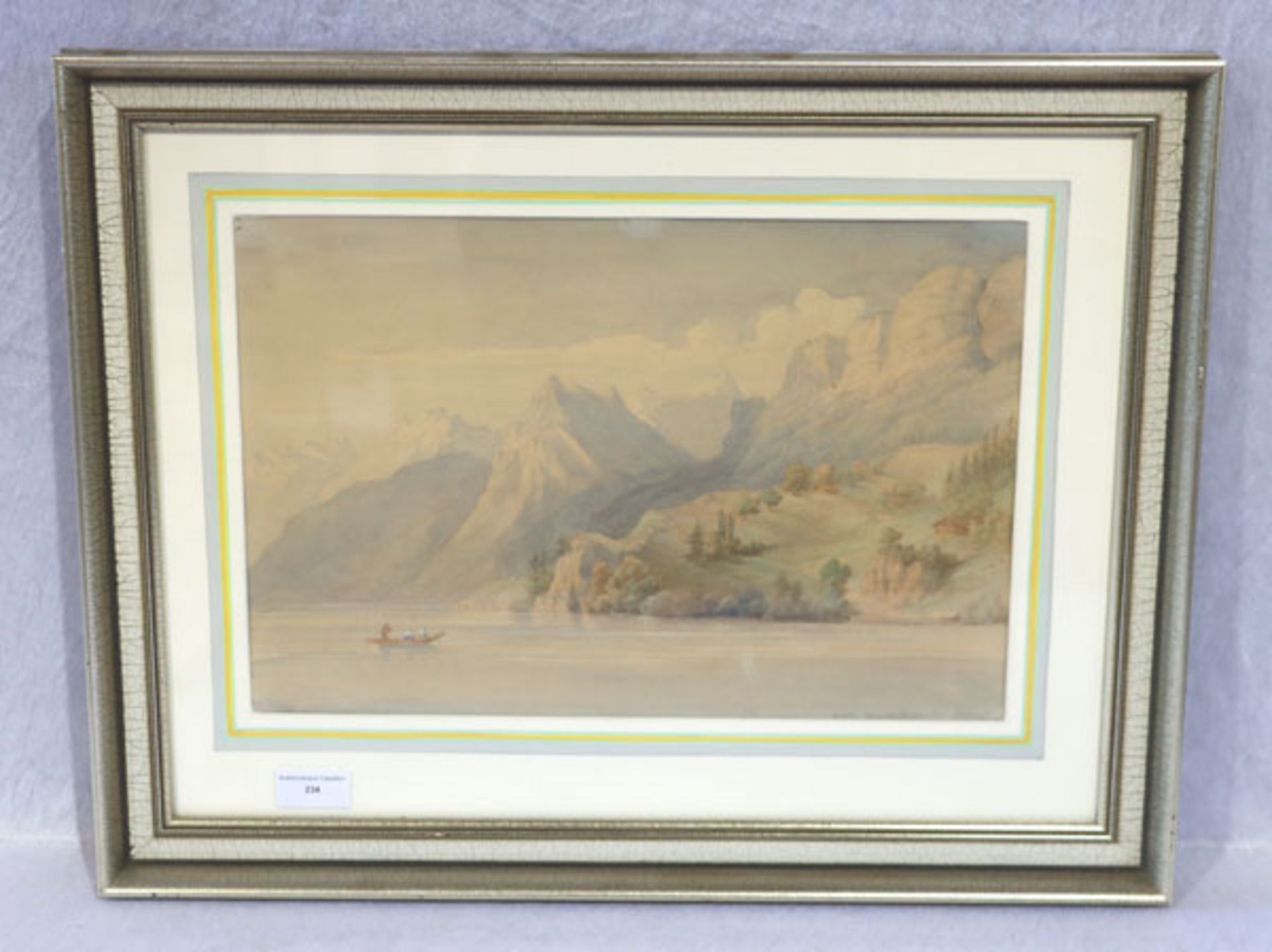 Aquarell 'Vierwaldstätter See', datiert 1865, in der Art von Konrad Corradi, 1813 - 1878, mit