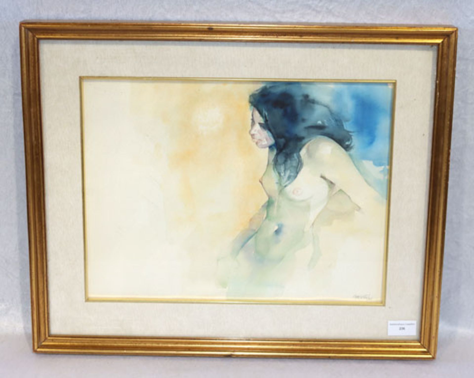 Aquarell 'Anuschka', signiert Garcetto 85, rückseitig mit Künstlerwidmung, mit Passepartout unter