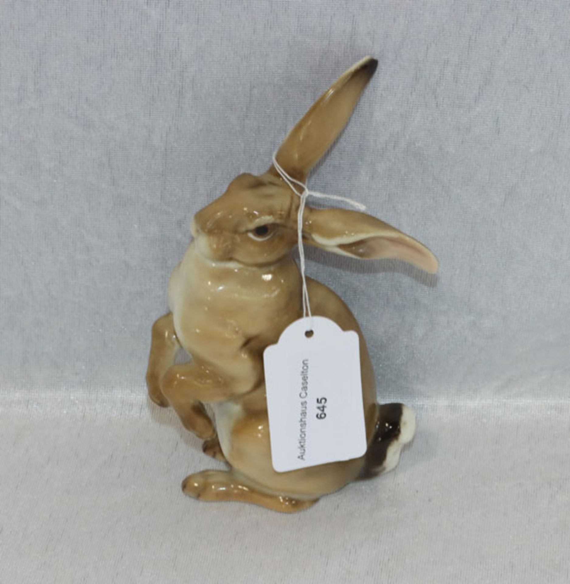 Hutschenreuther Porzellanfigur 'Hase', Entwurf Karl Tutter um 1925, im Boden bezeichnet, grüne