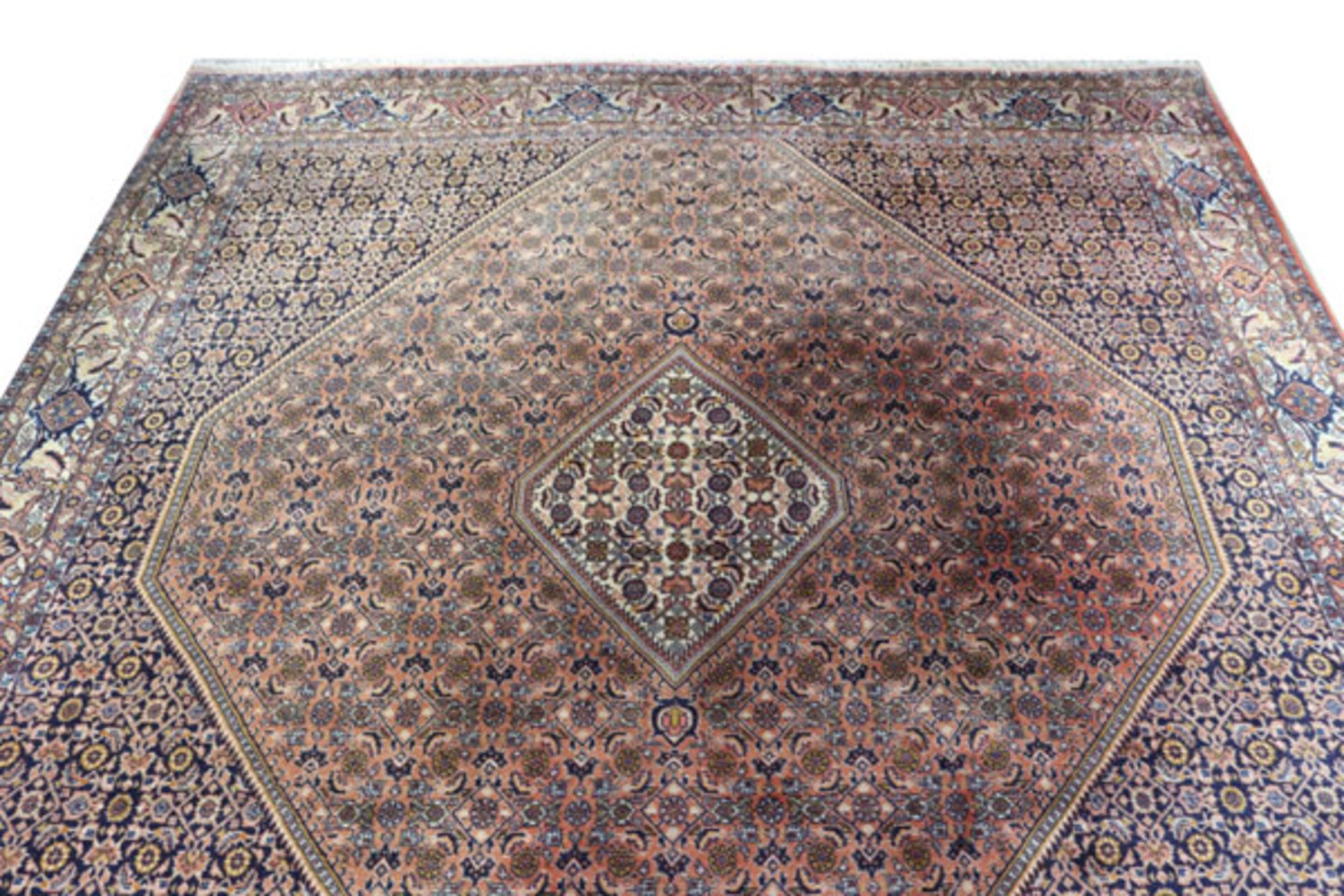 Teppich, Mir, rot/blau/beige, Gebrauchsspuren, 257 cm x 250 cm