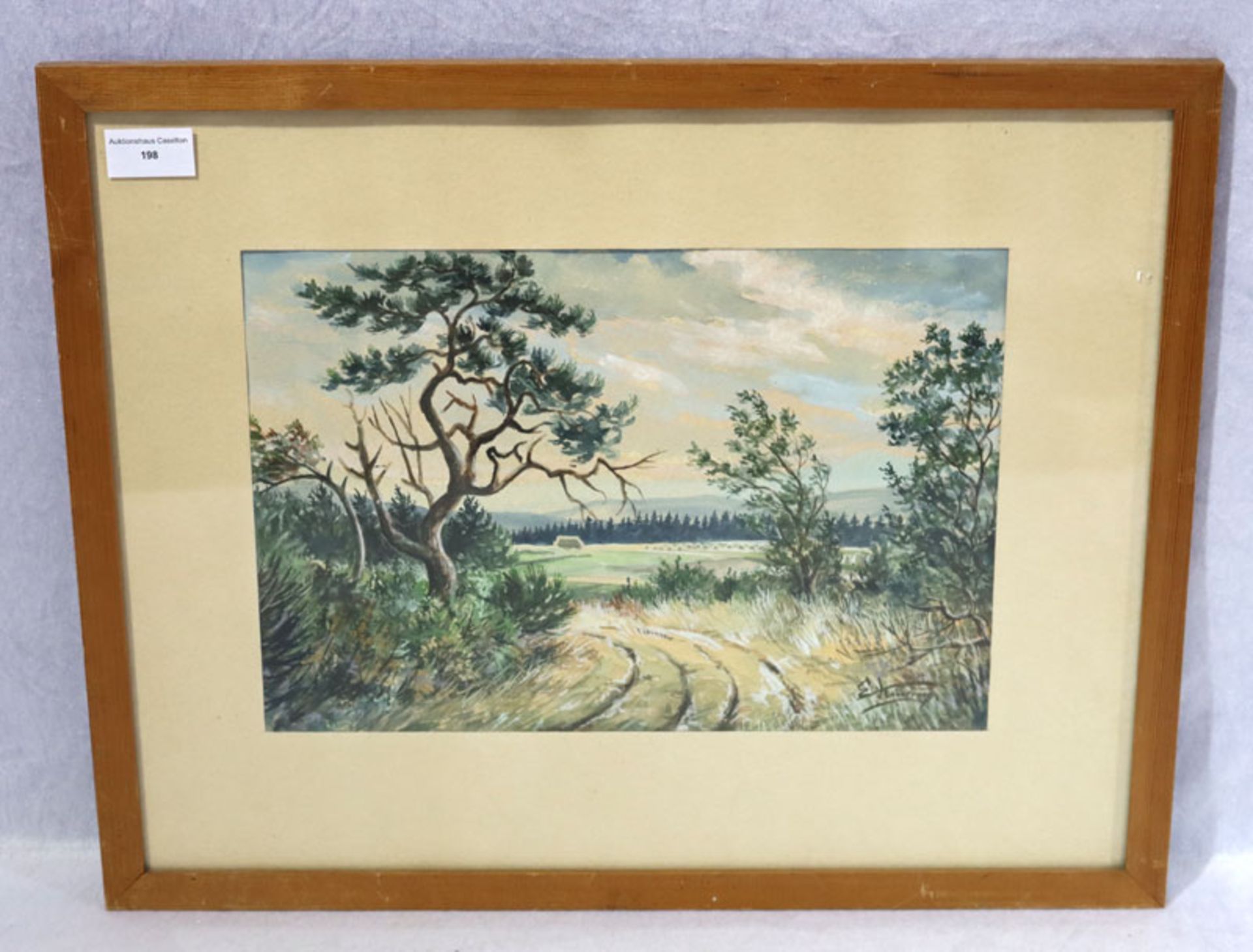 Aquarell 'Landschafts-Szenerie', signiert E. Kintrup, Eduard Kintrup, * 1896 Dortmund + 1959 Bonn,