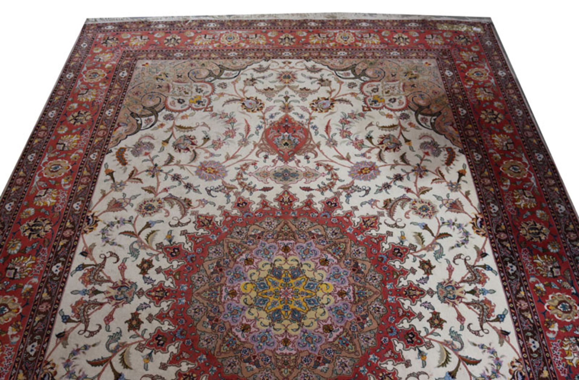 Teppich, Täbriz, beige/rose/bunt, Gebrauchsspuren, fleckig, 297 cm x 200 cm