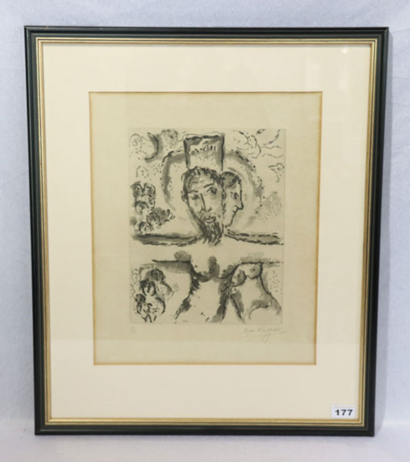 Original-Aquatintaradierung/Japon 'Crucifixion', signiert Marc Chagall, Nr. 35/35, Edition 1967,